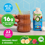 Orgain Organic Nutritional Vegan Protein Shake, Smooth Chocolate - 16g Plant Based Protein, Meal Replacement, 22 Vitamins & Minerals, Fruits