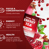 Total Tea Detox Guayusa Energy Tea - All Natural Herbal Caffeinated Tea Cleanse - Energy & Focus - Coffee Substitute - 25 Tea Bags for Men and Women
