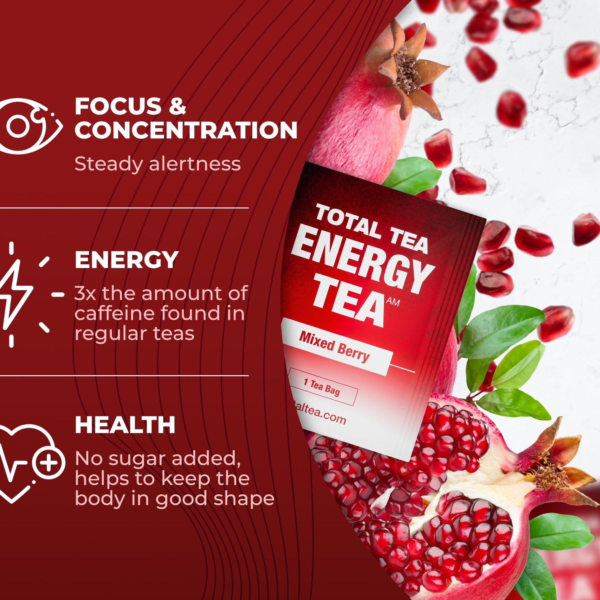Total Tea Detox Guayusa Energy Tea - All Natural Herbal Caffeinated Tea Cleanse - Energy & Focus - Coffee Substitute - 25 Tea Bags for Men and Women