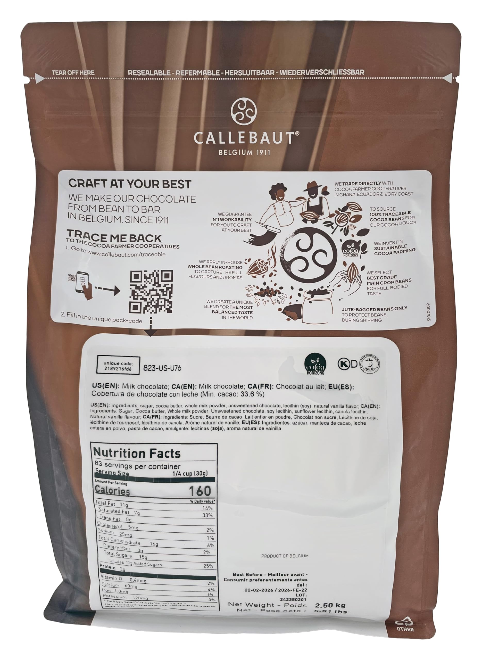 Belgian Chocolate Callets | 3 Pack of 5.51 Bags (2.5KG) (Milk/Dark/White Chocolate)