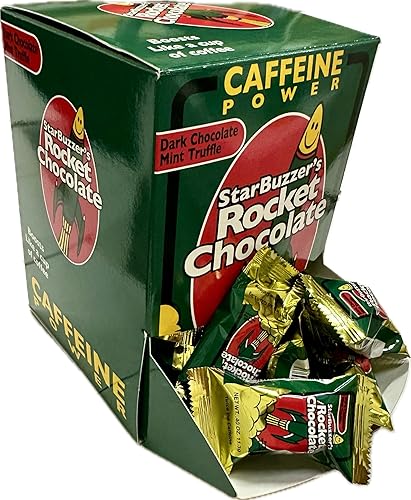 Rocket Chocolate Dark Chocolate Mint Flavored Caffeinated Chocolate Truffles, 50 count, Mini