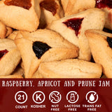 Hametaschen Cookies | Shortbread Cookies Filled with Apricot, Prune & Raspberry Jam | Purim Gifts | Mishloach Manot | Kosher, Dairy Free & Nut Free |