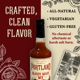 Portland Bloody Mary Mix - Smoky Blend Cocktail Mixer (750ml Bottle) | Vegetarian Worcestershire, Gluten-Free | No Artificial Ingredients | Small