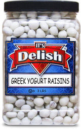 Greek Yogurt Covered Raisins by It's Delish, 3 Lbs Jumbo Container - Scrumptious & Nutritious Yogurt Coated Dried Raisins - Sweet Snacking and Bulk
