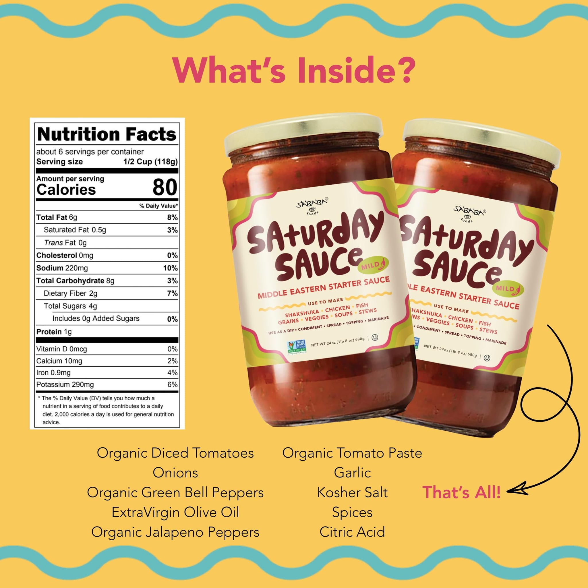 Sababa Foods - Mild Saturday Sauce - Vegan - 24oz, Pack of 2