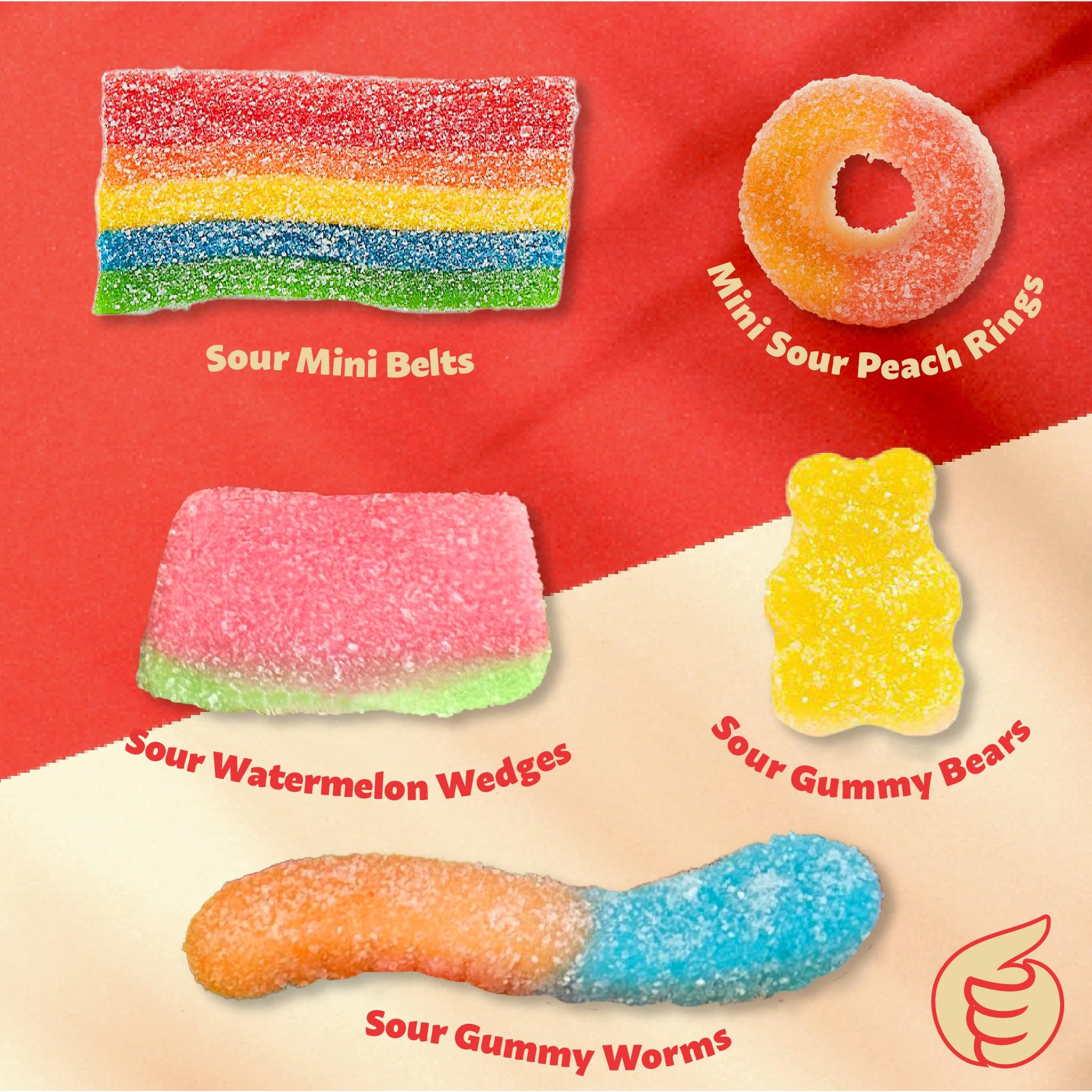 Sour Gummy Candy Mix | 2-Pound Pack | Chewy Gummies for Candy Buffets, Goodie Bags & Dessert Decorating | Belts, Peach Rings, Watermelon Wedges
