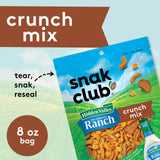 Snak Club Crunch Mix with Hidden Valley Ranch Seasoning, Toasted Corn, Chili Cheese Corn Jacks, Sesame Sticks, and Rye Chips, Kosher Snack, 8 oz
