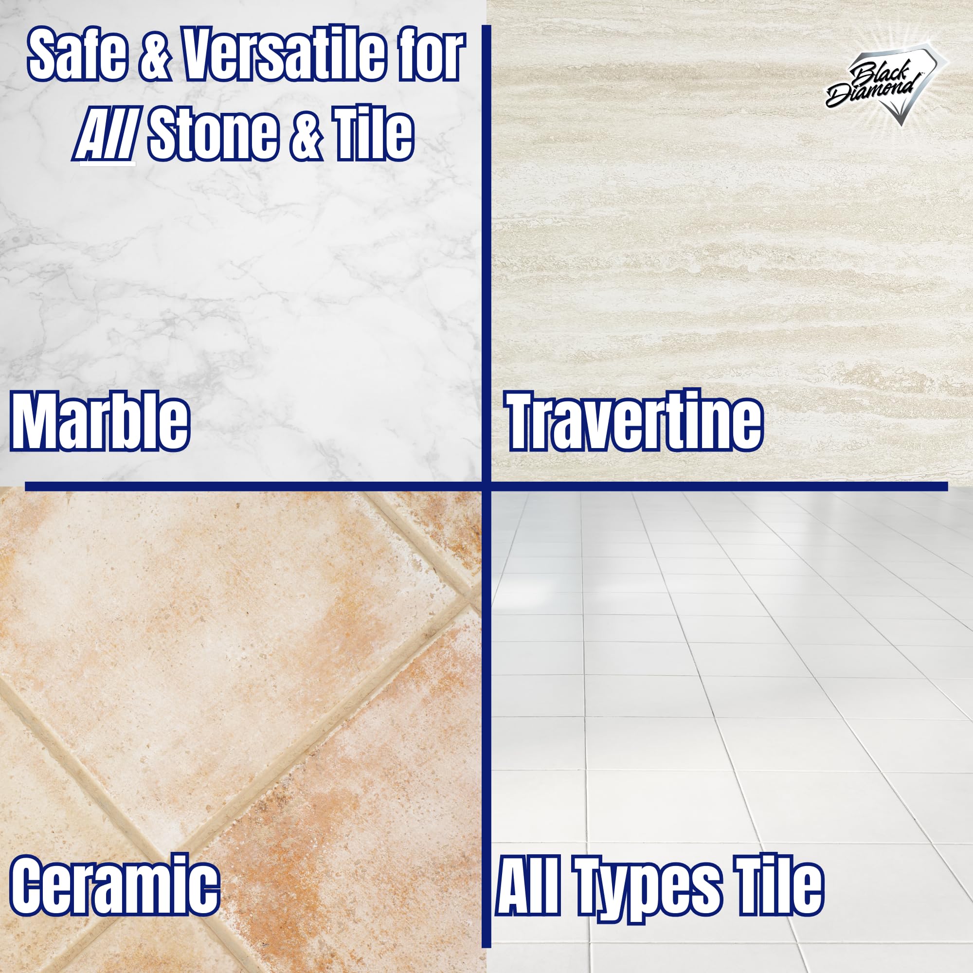 Black Diamond Stoneworks Ultimate Grout Cleaner with Brush + Marble & Tile Cleaner (2-Pack) - Safe for Natural Stone, Acid Free Deep Cleans Grout