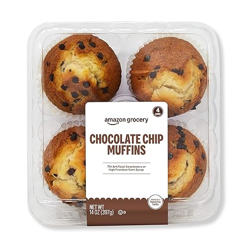 Amazon Grocery, Chocolate Chip Muffins, 14 Oz, 4 Ct, Frozen