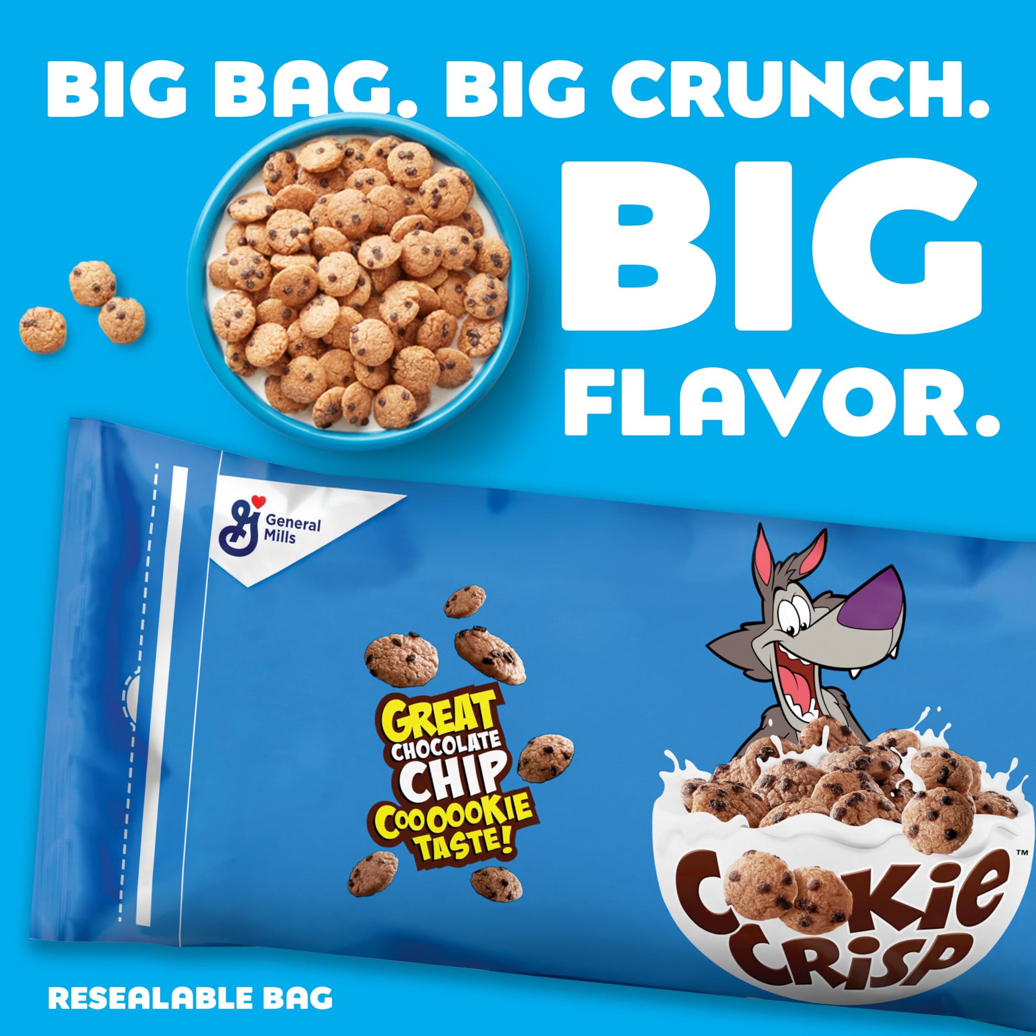 Cookie Crisp Cereal, Chocolate Chip Cookie Taste, Made with Whole Grain, Value Bag, 35 oz