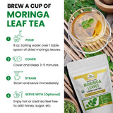 Organic Veda Moringa Tea Leaves - True Green Rich, Premium Single Origin,100% Organic Moringa Oleifera Loose Leaf Tea, Baking, Soup Powder