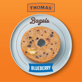 Thomas' Blueberry Bagels, 6 count, (3.0 oz each), 8g Protein, Kosher Fruit Bagels, 18 oz Bag