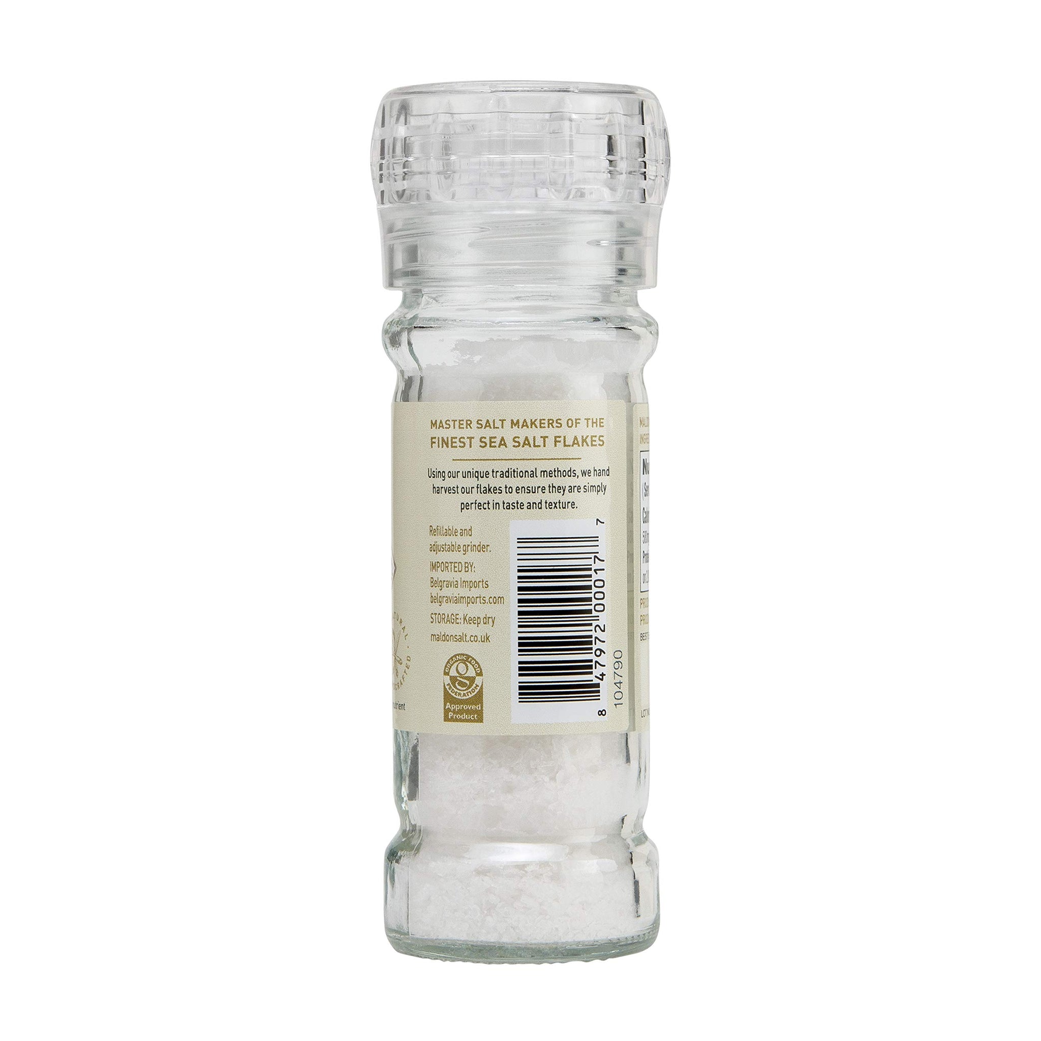 Maldon Salt, Sea Salt Grinder, 55 g, 6 Count, Refillable and Adjustable, Kosher, Natural, Handcrafted, Gourmet, Pyramid Crystals