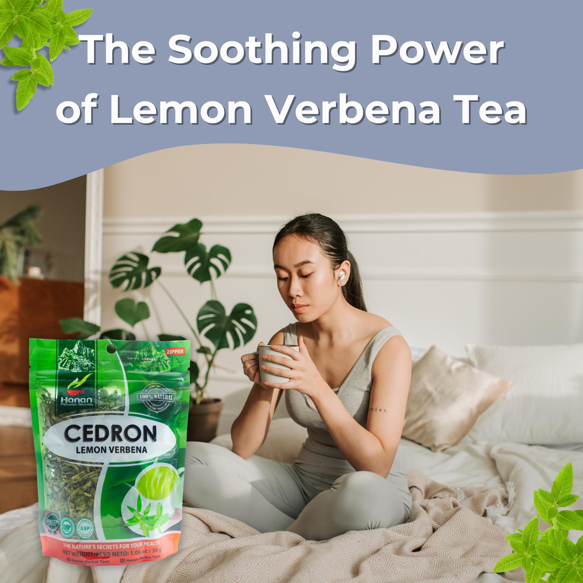 Hanan Lemon Verbena (Cedron) Loose Herbs - Herbal Tea All-Natural Beebrush from Peru’s Andes Mountains Flavor in Cooking Recipes, Potpourri, Perfumes