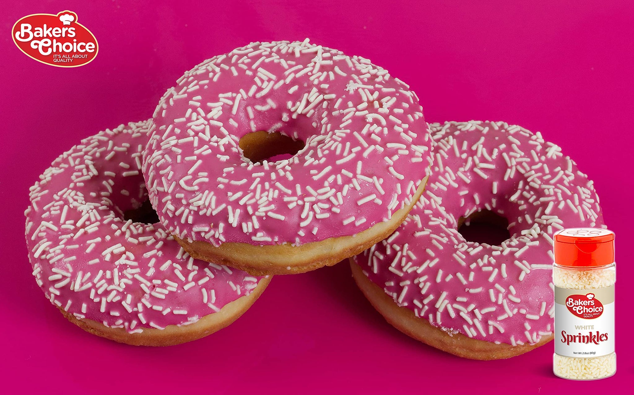 Bakers Choice White Sprinkles for Baking - Jimmies Sprinkles for Ice Cream Toppings - Dairy Free, Kosher 2.8 oz.