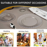 Oasis Creations Premium Hard Plastic Plate Set 50 x 6” Clear Round Plates - Washable & Reusable - Party Supplies For Birthdays, Celebrations, Buffets