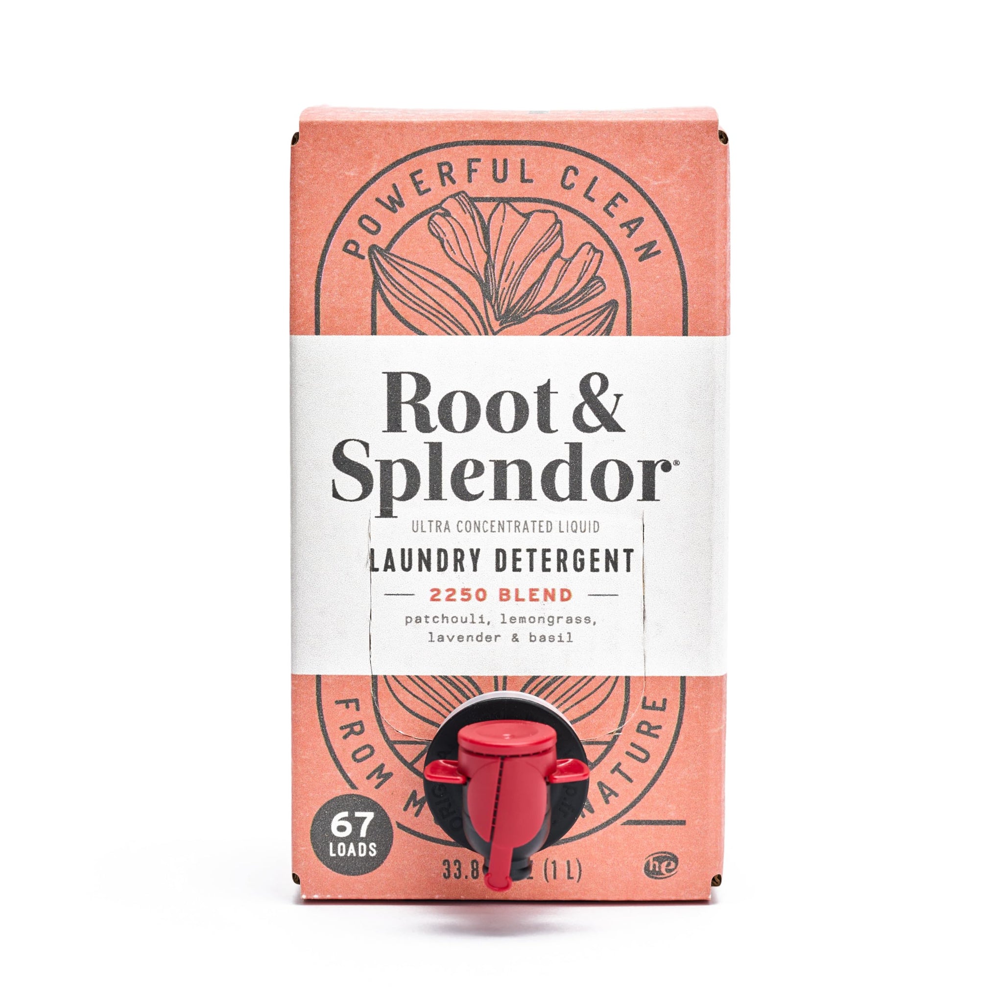 Root & Splendor Ultra Concentrated Non Toxic Laundry Detergent Liquid - Plant Based & Eco Friendly Enzymatic Laundry Soap, 2250 Scent, 1 Liter, 67