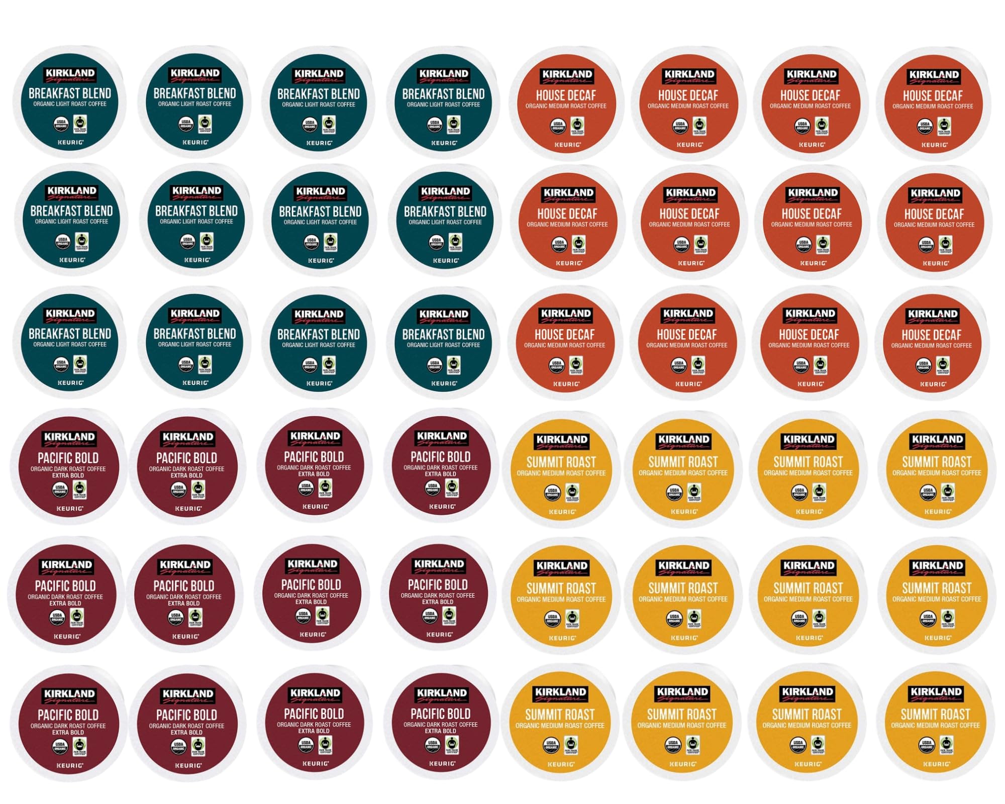 Kirkland Signature Organic K-Cups Variety Pack - Arabica, Single Serve Coffee Pods for Keurig Makers - 48 Pods in ComboCreations Box - Perfect