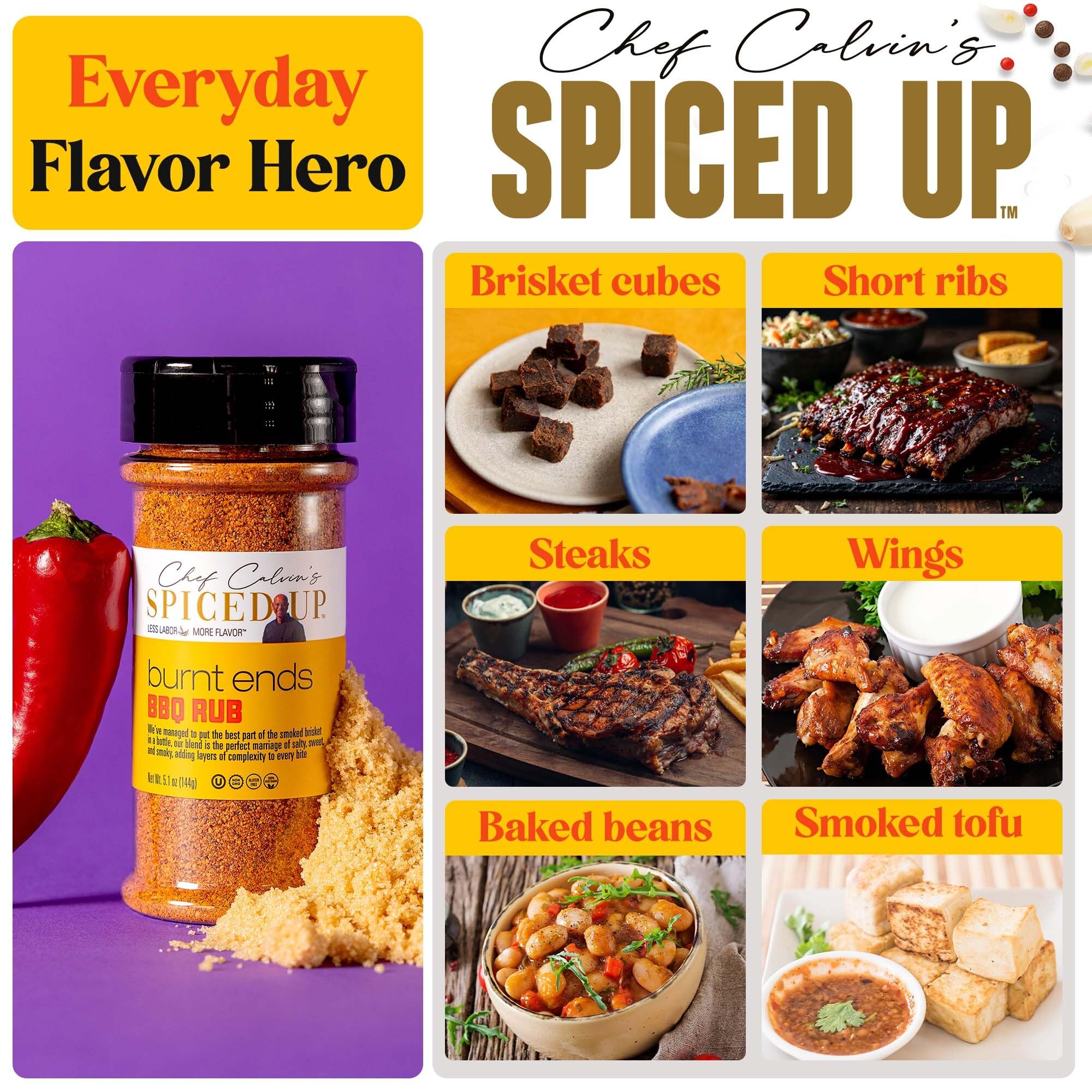 Burnt Ends BBQ Rub Seasoning for Beef, Chicken & Seafood | Bold Smoky Dry Steak Rub for Grilling - Sweet & Savory Brisket, Smoking Spices | Kosher