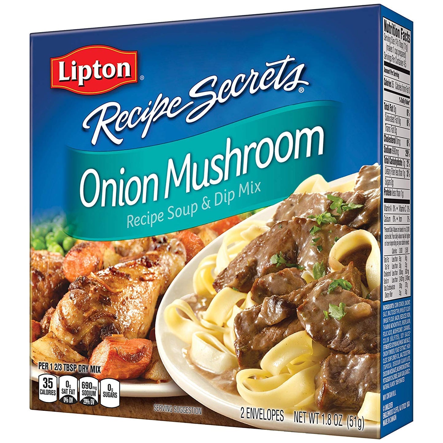 Lipton Recipe Secrets Onion Mushroom Soup and Dip Mix, 1.8 oz