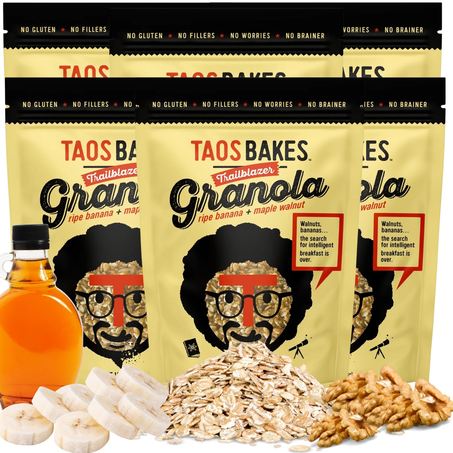 Taos Bakes- Ripe Banana & Maple Walnut Granola - Crunchy Granola Breakfast Snack - Gluten Free, No GMOS, No Fillers - 10 oz (Pack of 6)