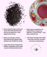 Organic Rose Black Tea Loose Leaf - Whole Leaf, USDA Organic, Smooth Floral Aroma, Antioxidant Rich Black Tea, 1 lb (456g) by Tealise