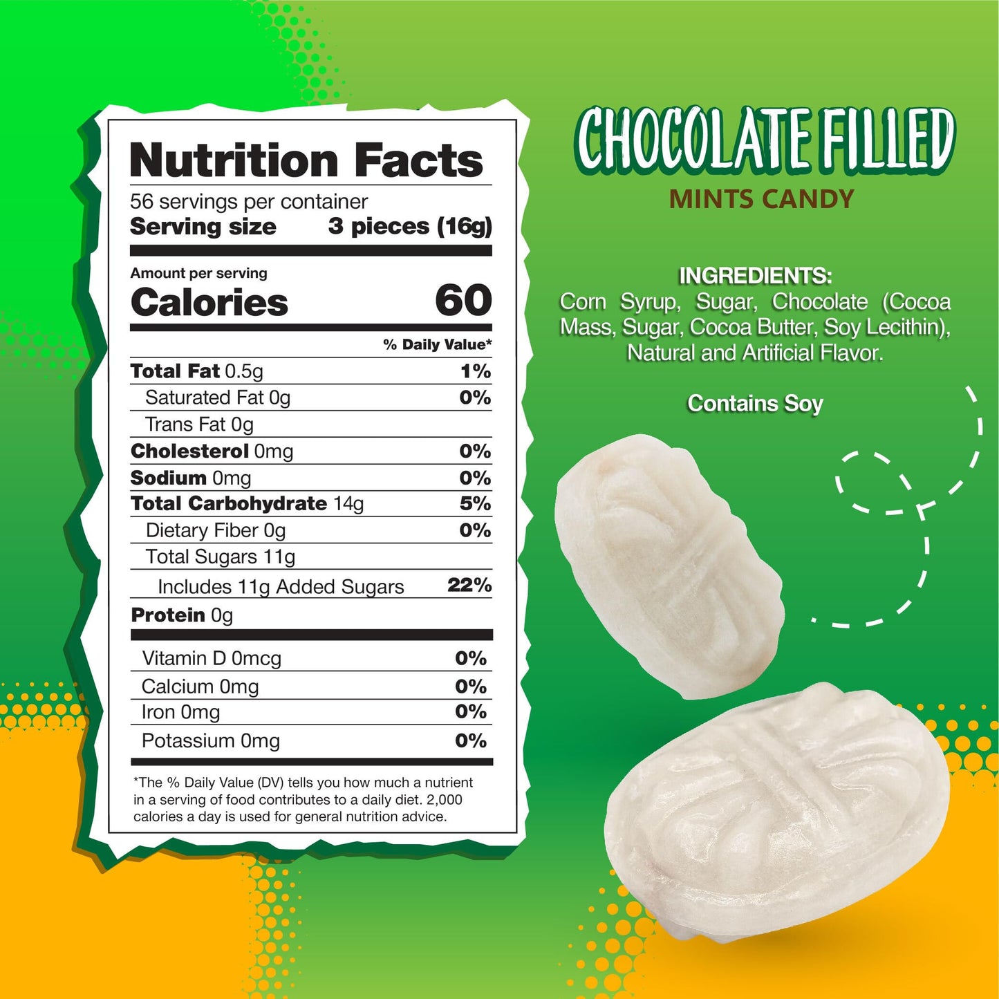 Arcor Chocolate Filled Mints Candy | 2 Pound Bag | Individually Wrapped Chocolate Mint Hard Candy | Old Fashioned Refreshing Treat with Creamy Filling