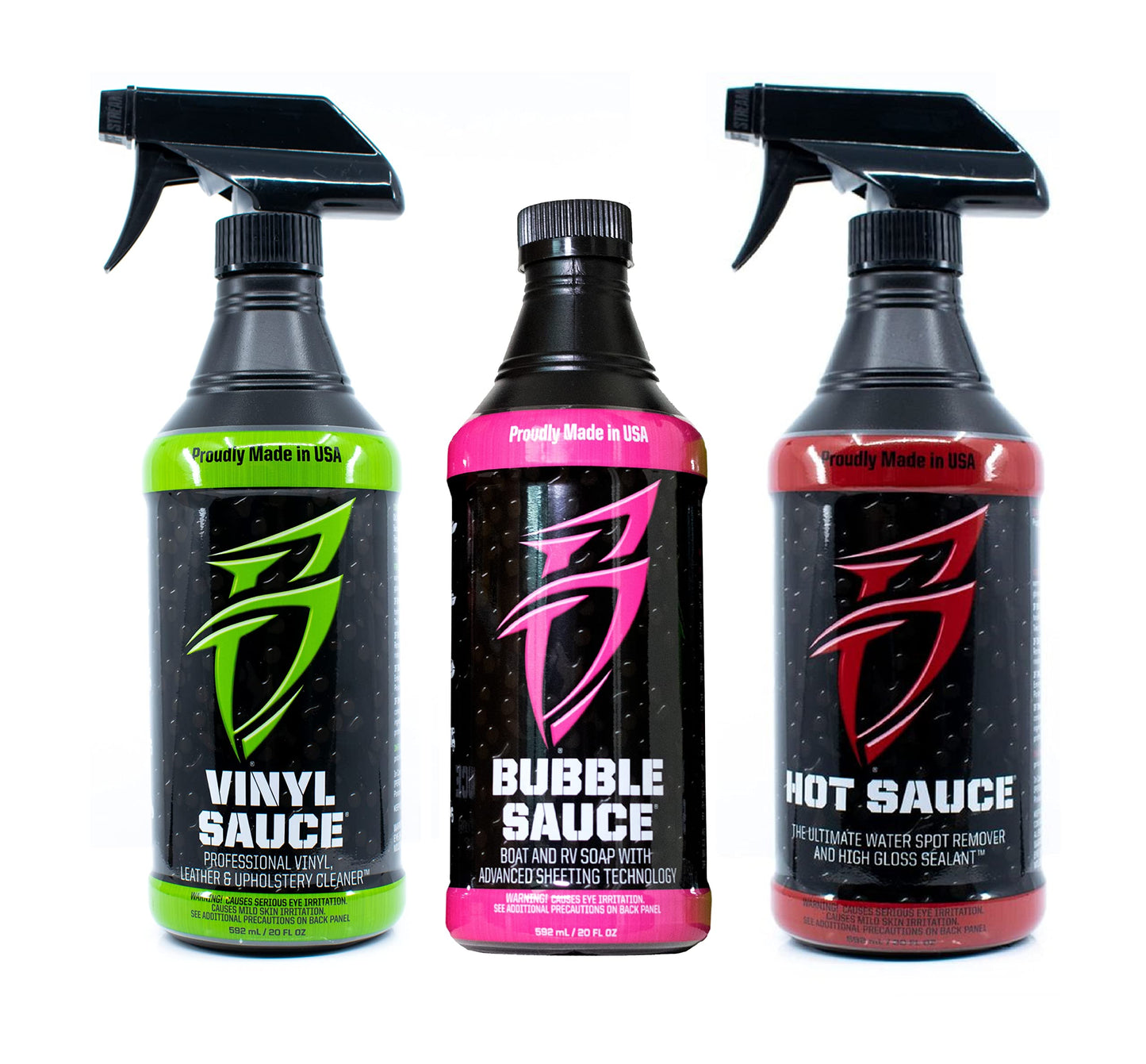 Boat Bling Get Sauced 3 Pack Kit - Hot Sauce, Vinyl Sauce, Bubble Sauce for Boats, RVs, Powersport Vehicles and More - Three 20oz Bottles