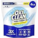 OxiClean Triple Action Versatile Stain Remover Powder, Use with Detergent, Removes Tough Stains like Grease, Blood and Grass, Brightens Colors