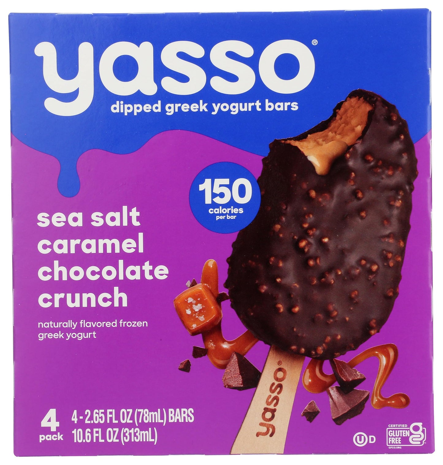 Yasso Sea Salt Caramel Chocolate Crunch Frozen Yogurt Bars, 10.6 FZ