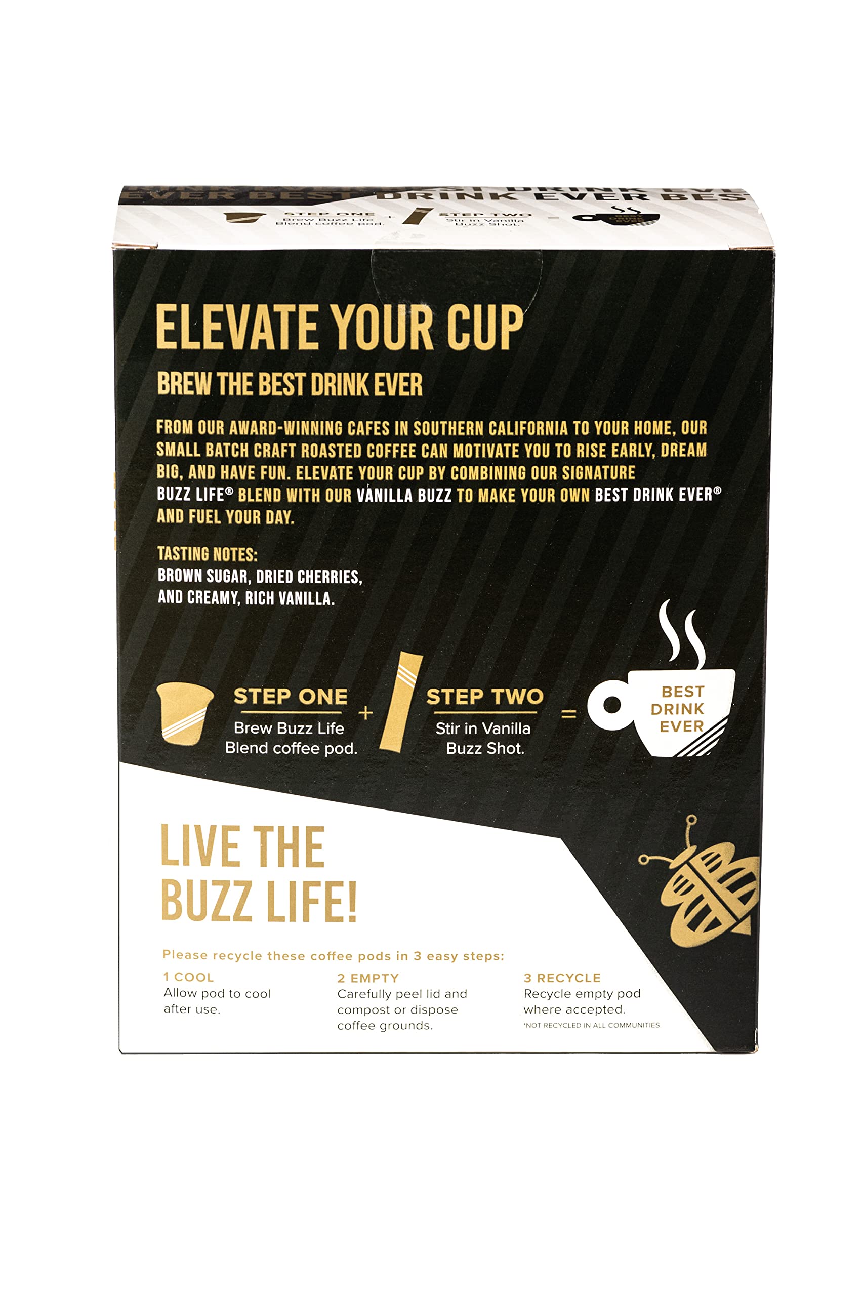 Better Buzz Best Drink Ever Vanilla Latte Single Serve Kit 24ct.,12 Medium Roast Coffee Pods (Buzz Life) & 12 (Vanilla Buzz) Coffee Creamer Powder