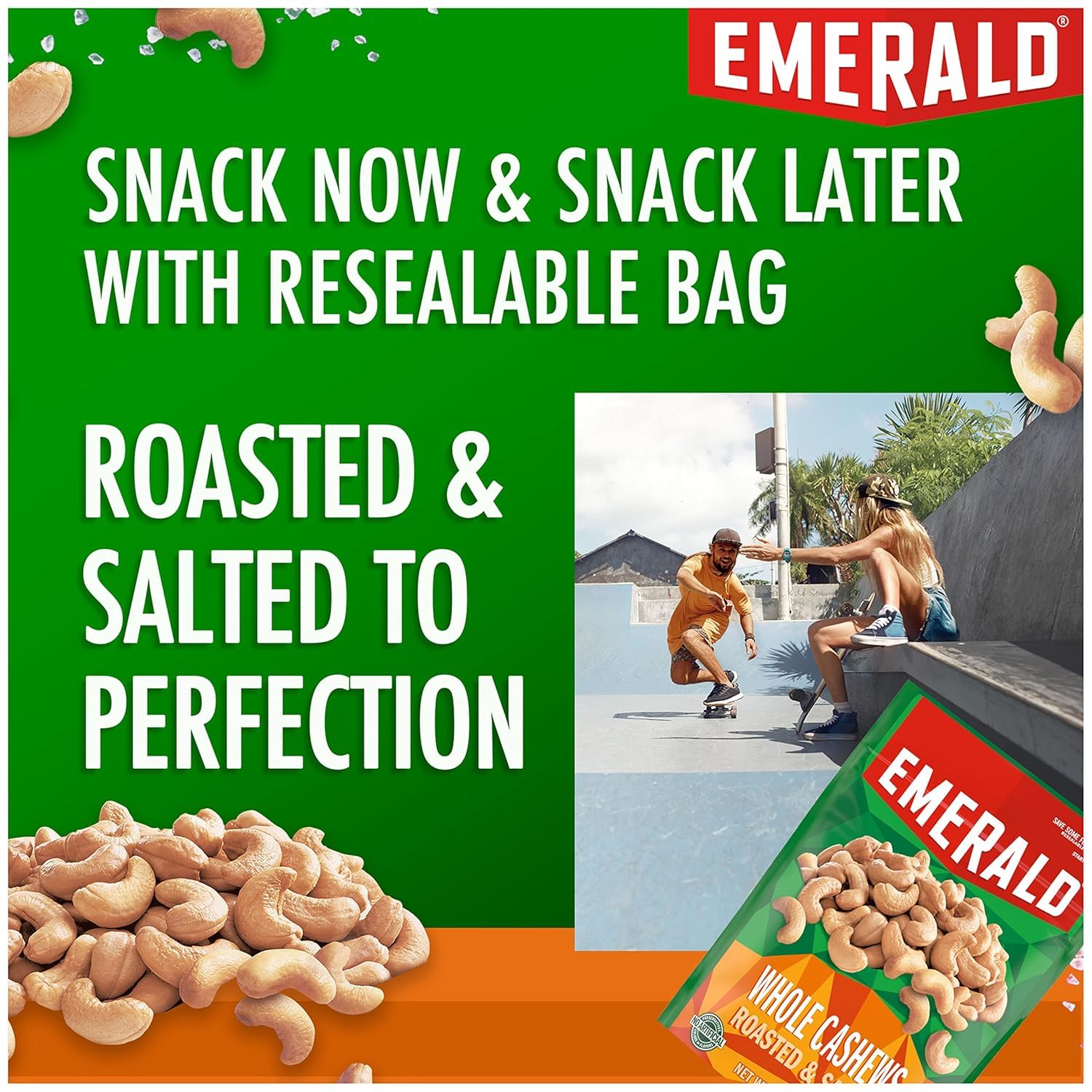 Emerald Roasted & Salted Whole Cashews (Pack of 1)