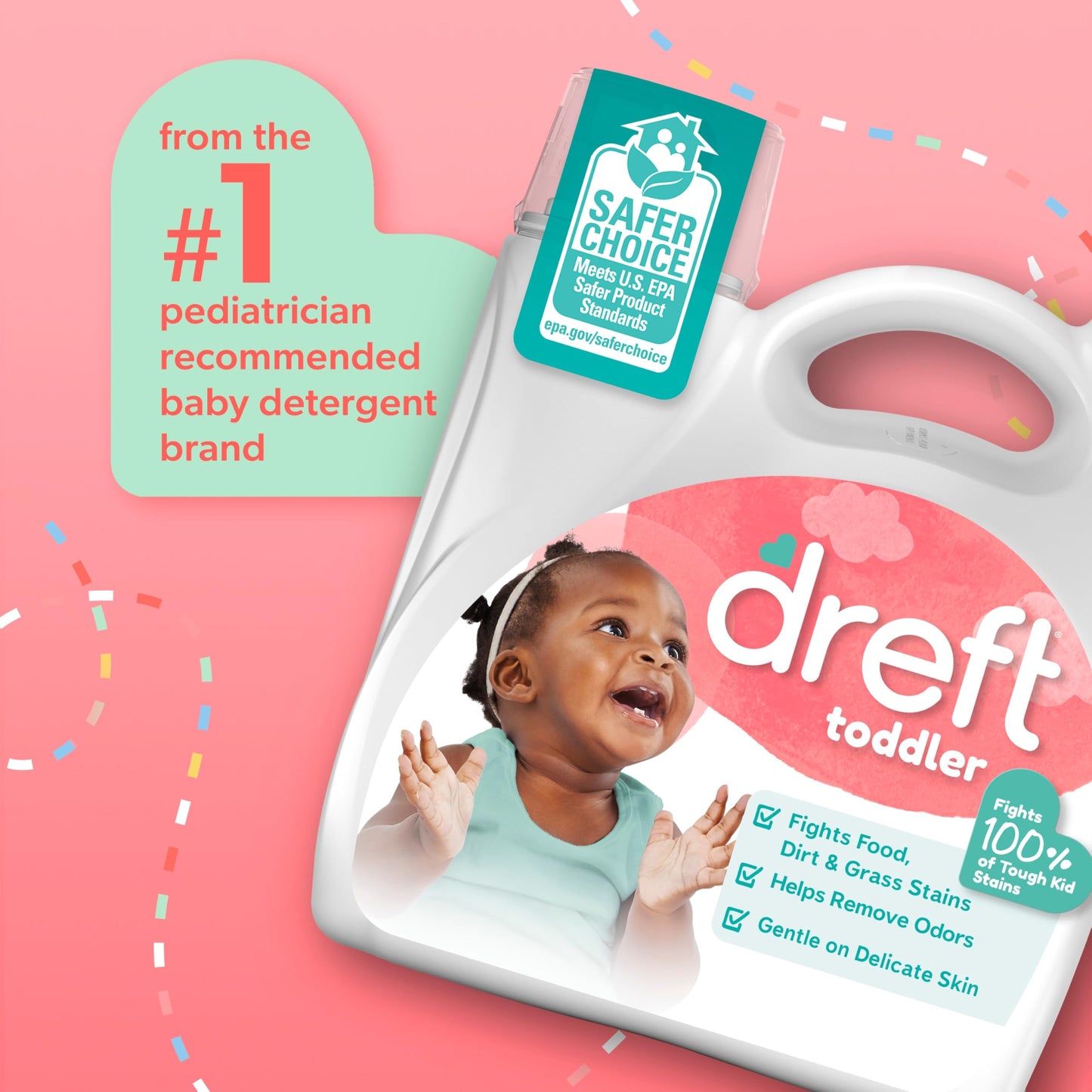 Dreft Toddler Liquid Laundry Detergent, Fights Stains, Removes Odors, 80 loads, 105 fl oz