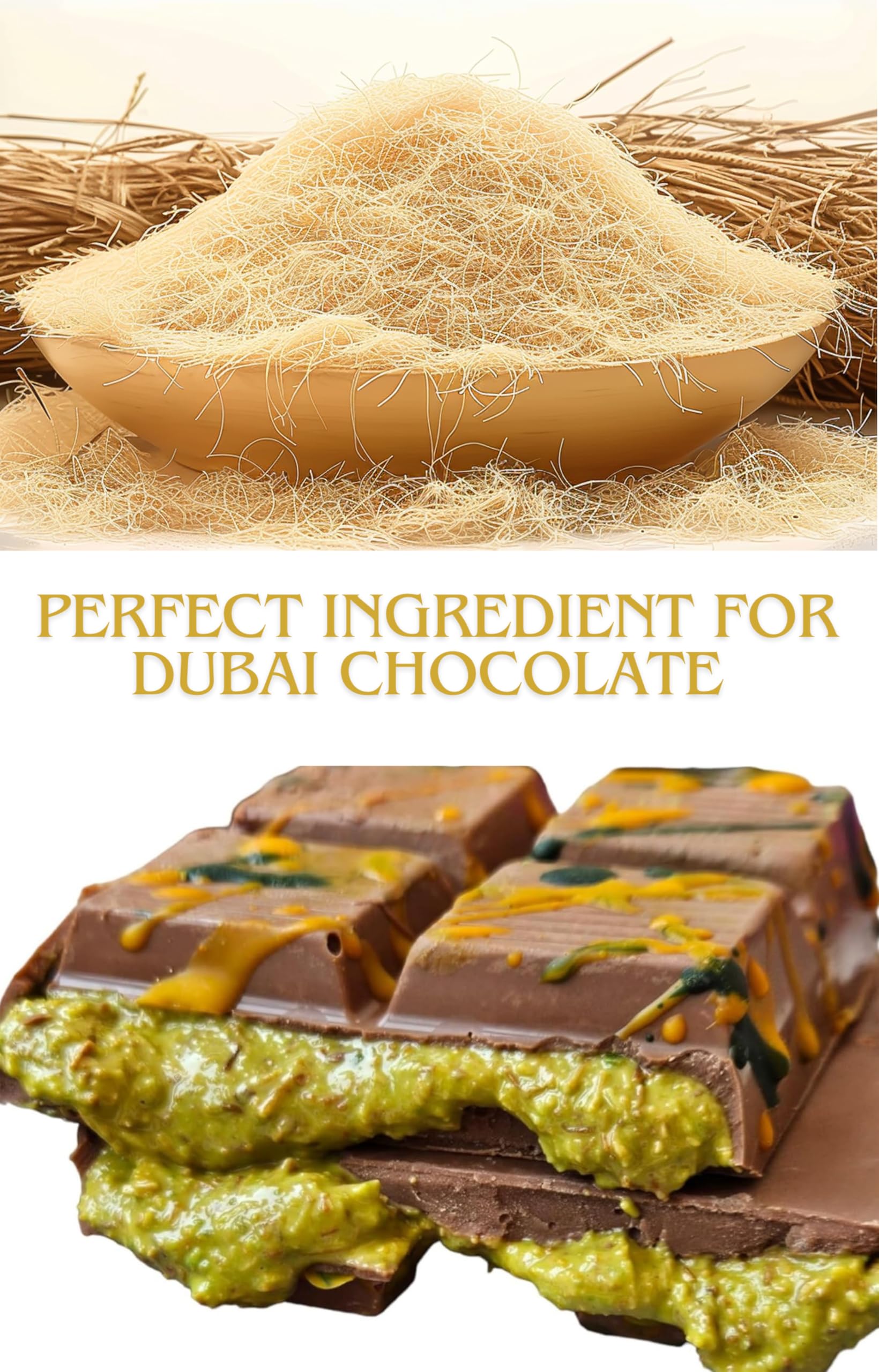 UNIQBITE Kataifi Pastry, 1.1lb (500g), Shredded Fillo Dough for Dubai Chocolate Bar Pistachio | Phyllo Dough Kadayif Knafeh