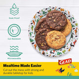 Glad for Kids Dinosaur Disposable Paper Plates, Heavy Duty Soak Proof Microwave Safe Kids Plates for Snacks, Meals, and Parties, Fun Dino Design