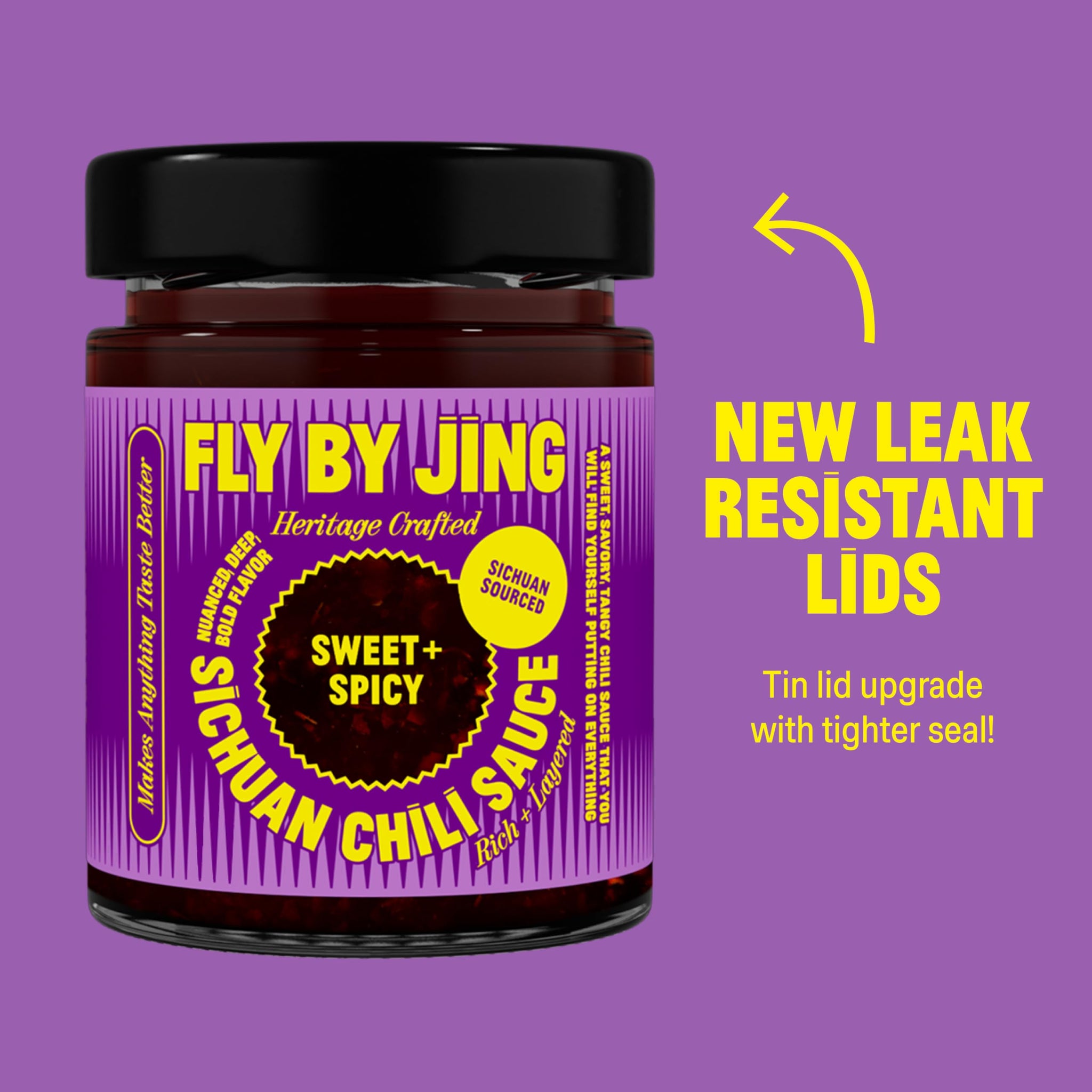 FLYBYJING XL Sweet + Spicy Sichuan Chili Sauce: Premium Sweet Chili Oil for Drizzling, Stir Fry & Marinades - Tangy, Savory, Vegan Hot Sauce - Good on