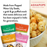 AshaPops Variety Pack Popped Water Lily Seeds - Gluten Free | Vegan | Paleo | Kosher OU| Soy Free | 1 oz | (Pack of 4 Bags)