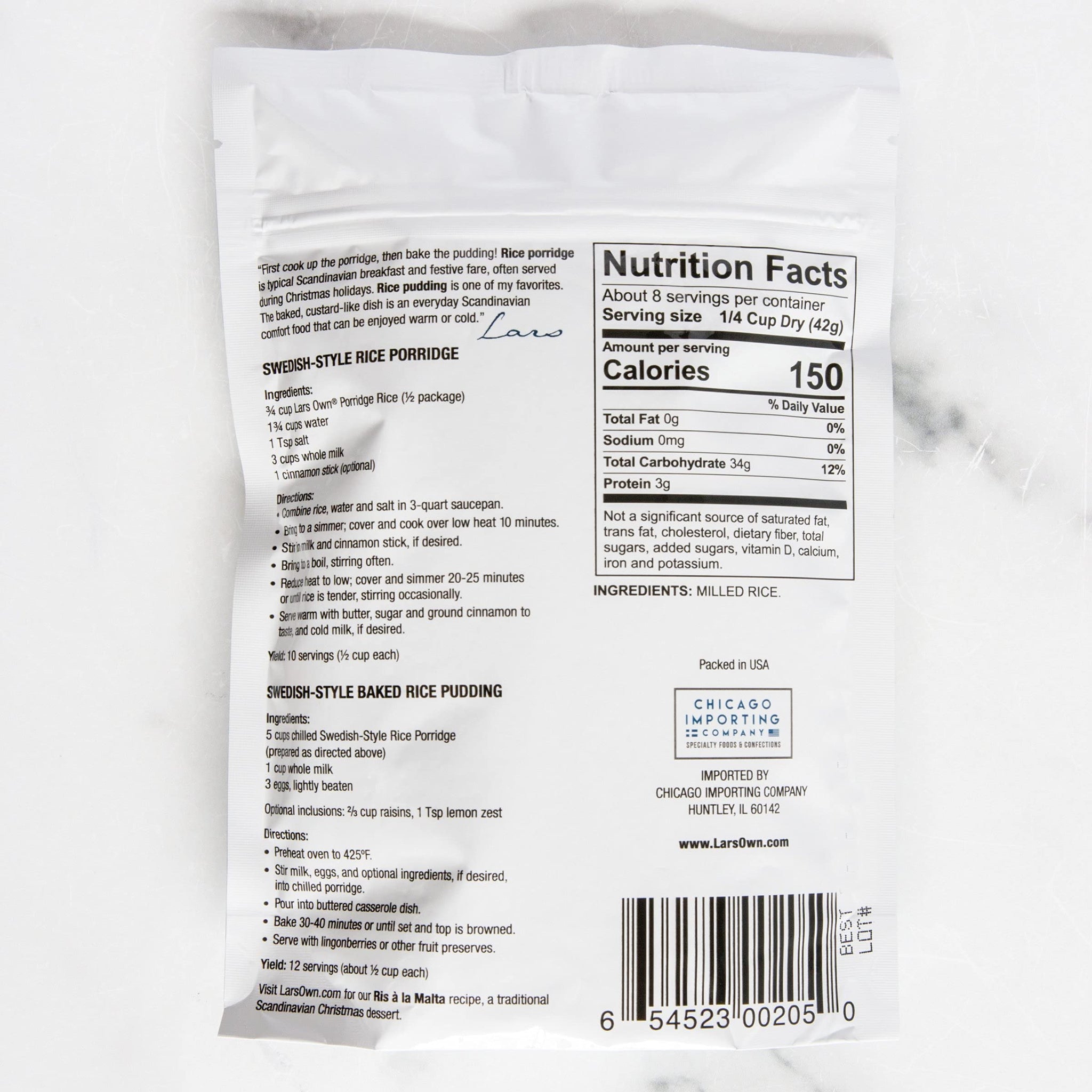 Lars Own Scandinavian Style Porridge Rice for Rice Pudding 12 oz - 12 pack