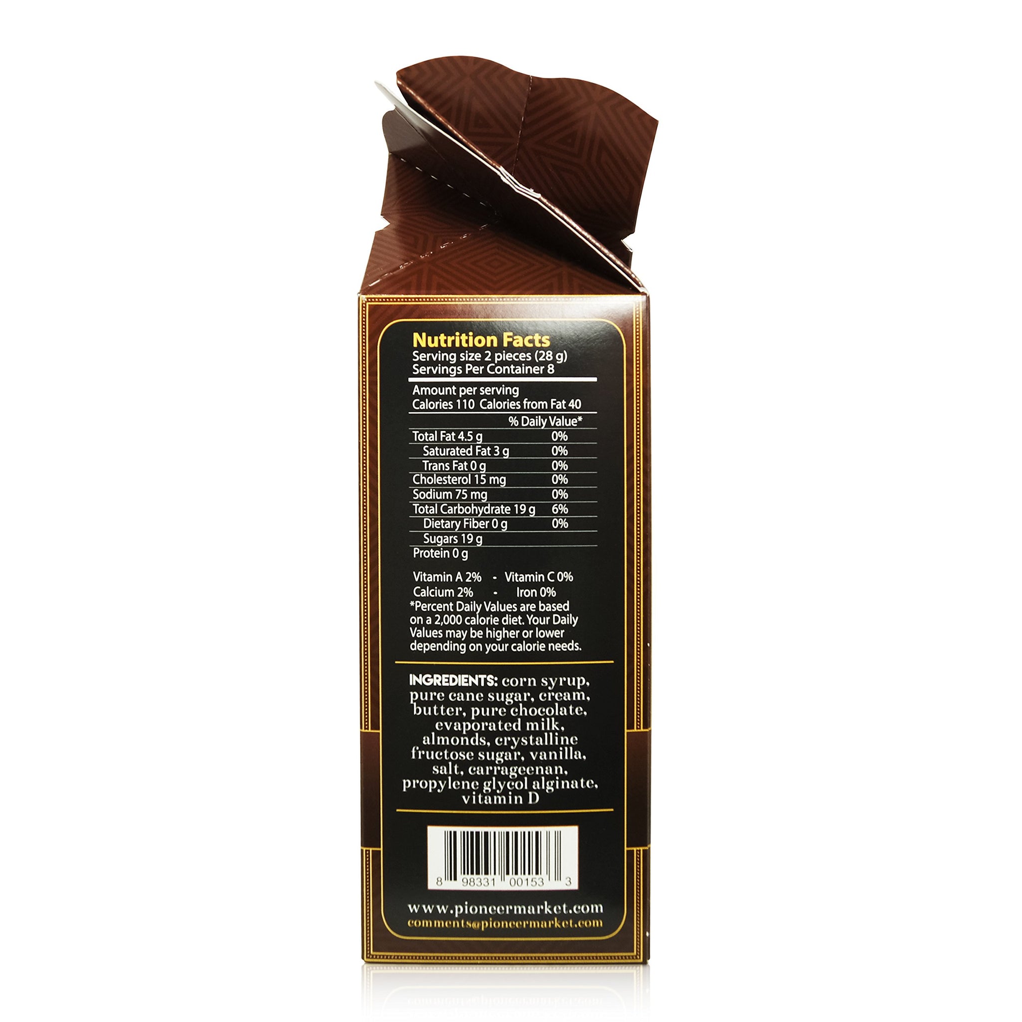 Pioneer Valley Almond Chocolate Caramels 8oz Box (Soft, Premium, Artisanal Caramels)