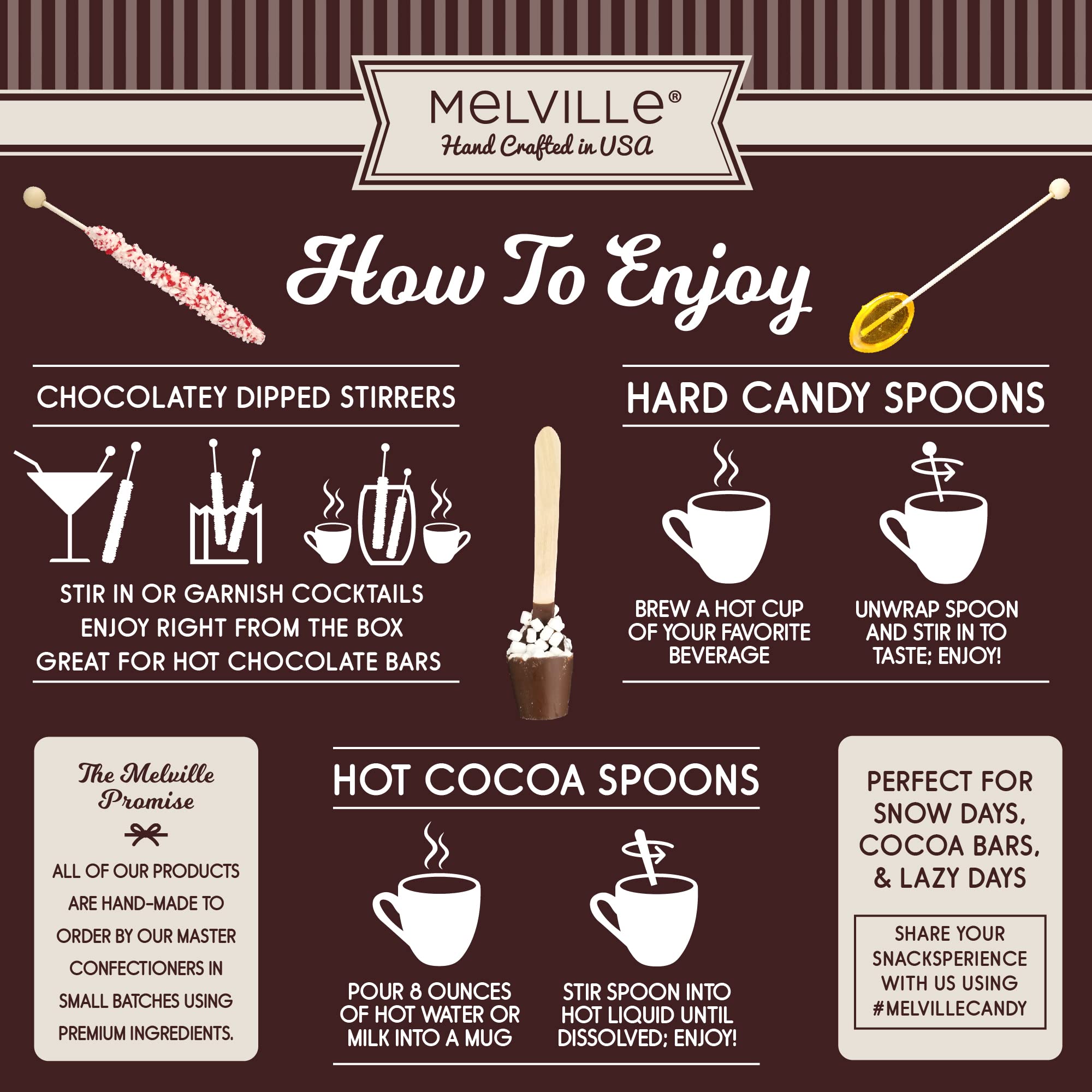 Melville Candy Gourmet Coffee Spoons - Naturally Flavored Stirrers for Beverages - Sweetened Salted Caramel, 8 Count