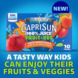 Capri Sun 100% Juice Fruit & Veg Juice Blend from Concentrate, 10 Pouches, for School Lunches and On-the-Go Hydration, Peach Mango Punch, All Natural