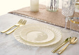 OCCASIONS 50 Piece Disposable Plastic Plates Set for 25 Guests - Heavy Duty 10.25" Dinner & 7.5" Dessert Plates, Elegant Party Plates for Wedding