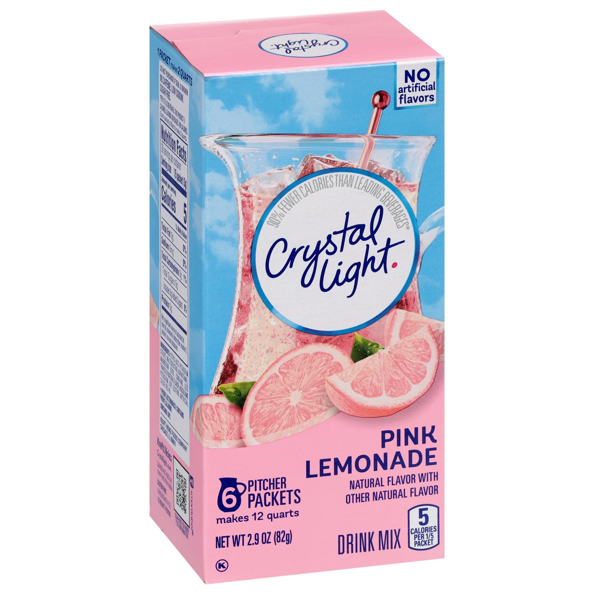 Crystal Light Drink Mix, 72 Pitcher Packets, for Flavorful Hydration and Shareable Refreshment, Pink Lemonade, Natural Flavor with other Natural
