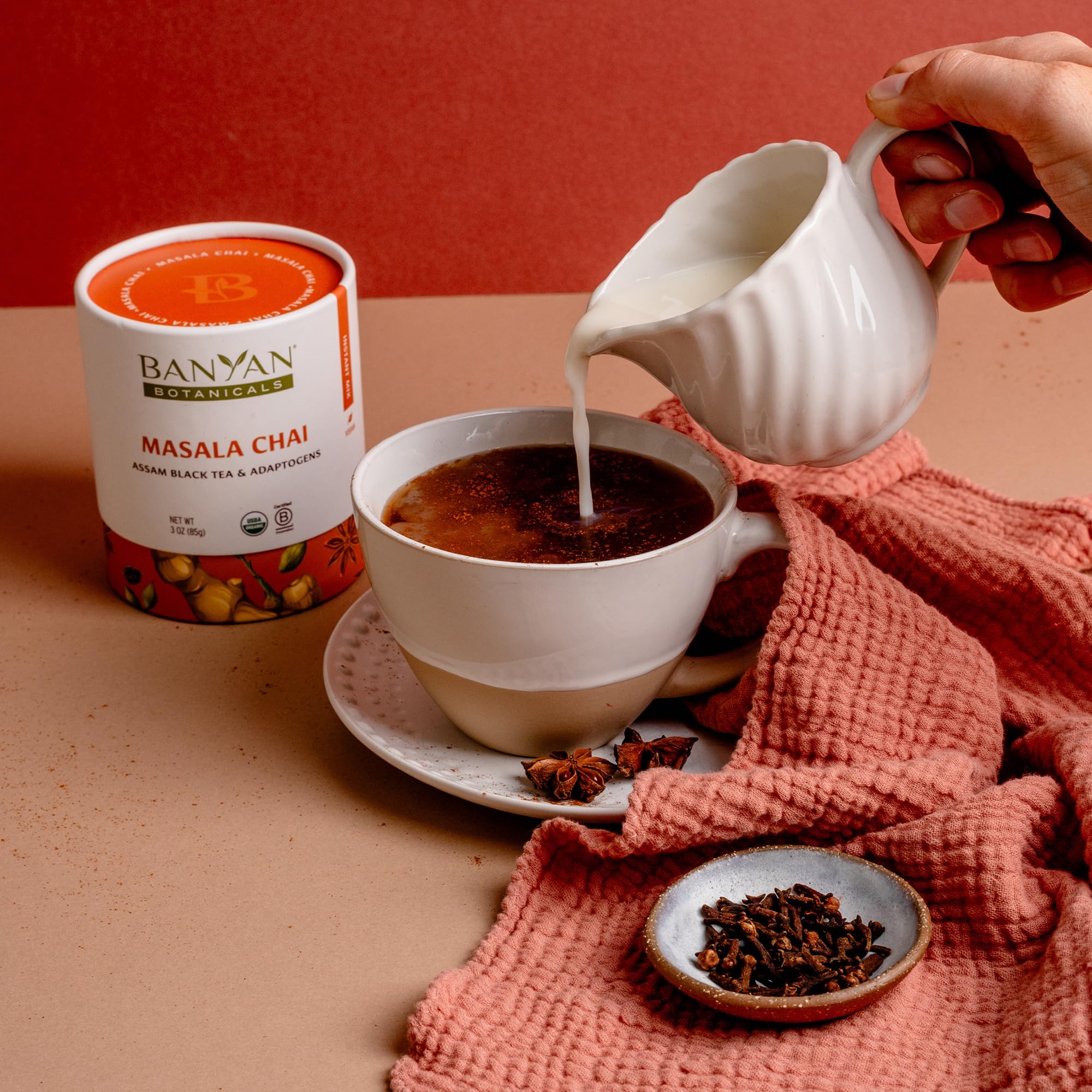 Banyan Botanicals Masala Chai - Organic Tea with Assam Black Tea, L-Theanine & Adaptogenic Herbs - Vegan, Loose Leaf, Fair Trade - 3 oz, 42 Servings