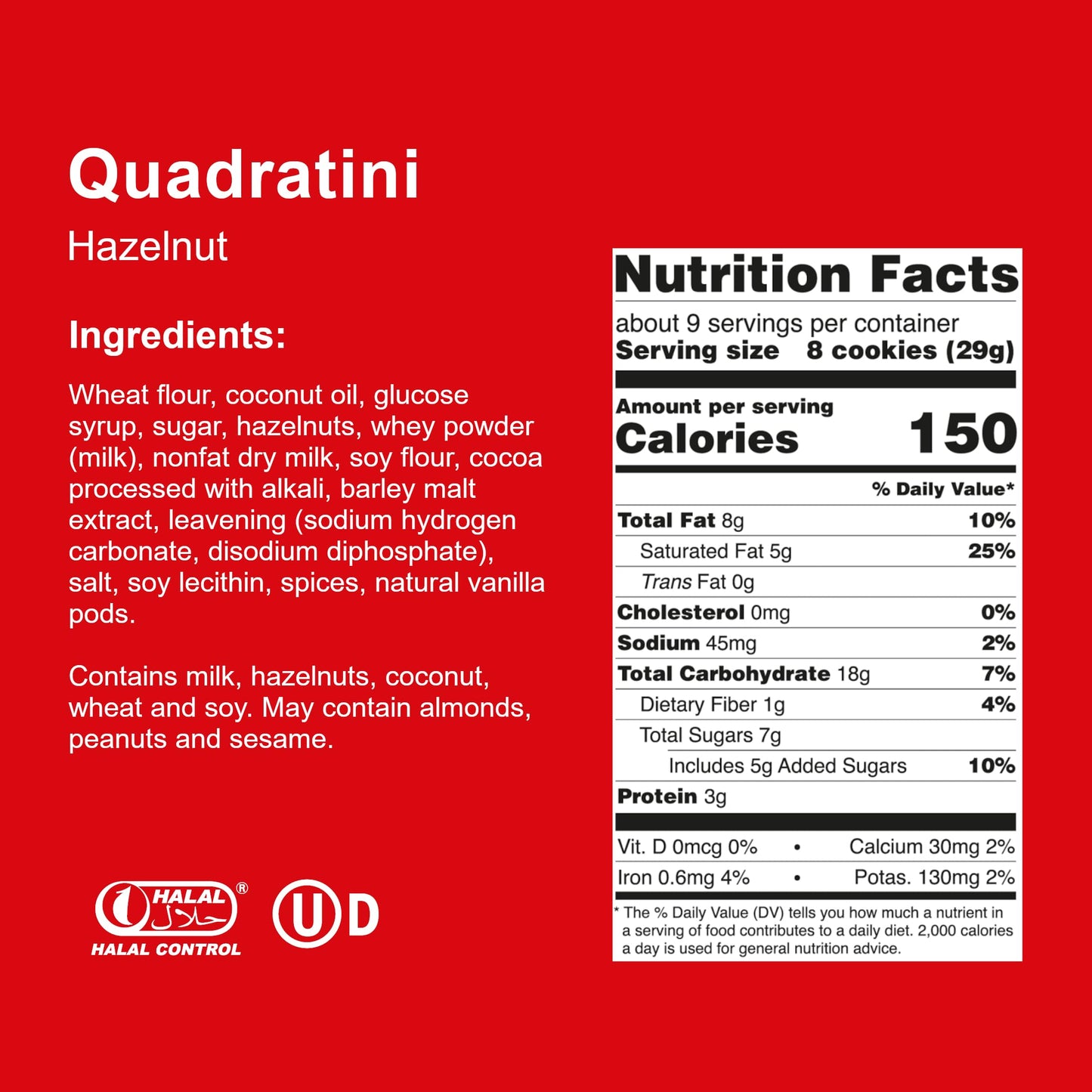 Loacker Quadratini Hazelnut Wafer Cookies, 8.82 Ounce