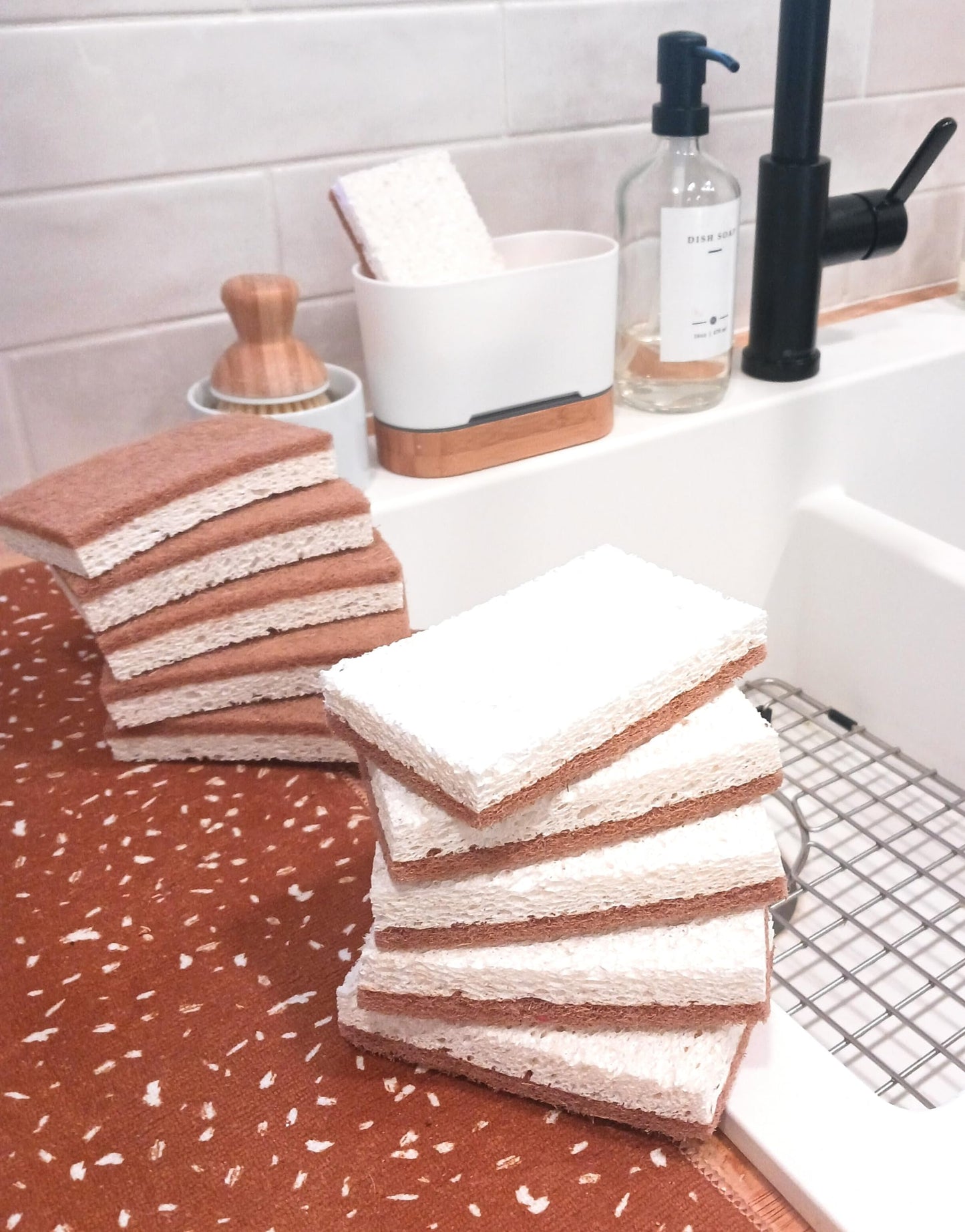 Graham & Ash Co Natural Kitchen Sponge - Biodegradable Compostable Cellulose and Coconut Scrubber - Pack of 10 Eco Friendly Sponges