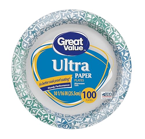 Great Value Ultra Disposable Dinner Paper Plates, 10 1/16", 100 Count