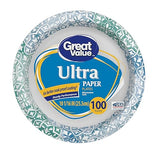 Great Value Ultra Disposable Dinner Paper Plates, 10 1/16", 100 Count