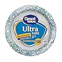 Great Value Ultra Disposable Dinner Paper Plates, 10 1/16", 100 Count