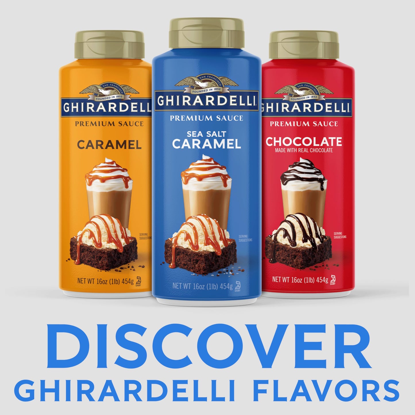 GHIRARDELLI Premium Dessert Sauce 16 oz Bottle, Sea Salt Caramel - Smooth Salted Caramel for Desserts & Drinks